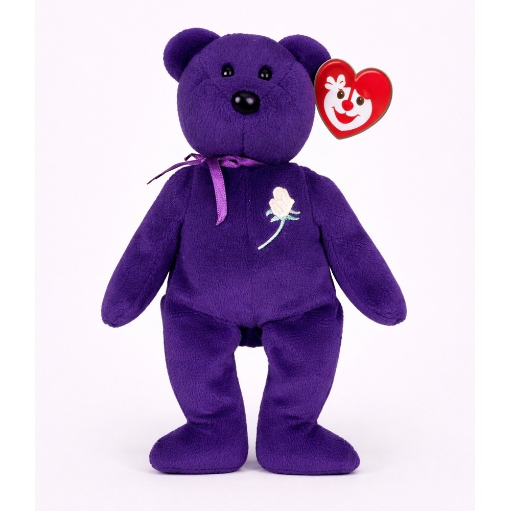 Ty Beanie Baby Princess the Bear 1997 Purple Diana Memorial PE Pellets Plush Toy